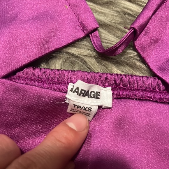 Garage Purple Satin Tie Tank Top - Picture 3 of 3